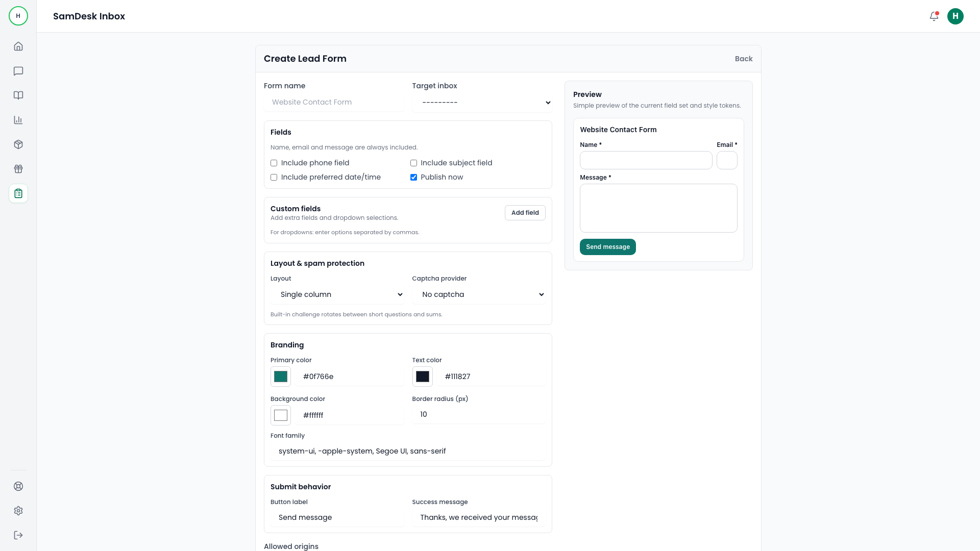 Capture form builder