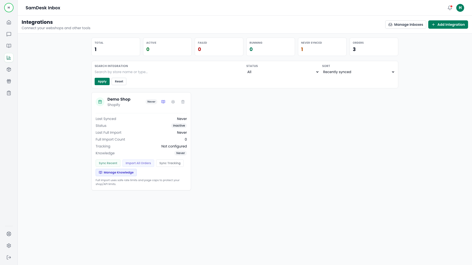 Shop integratiekaart