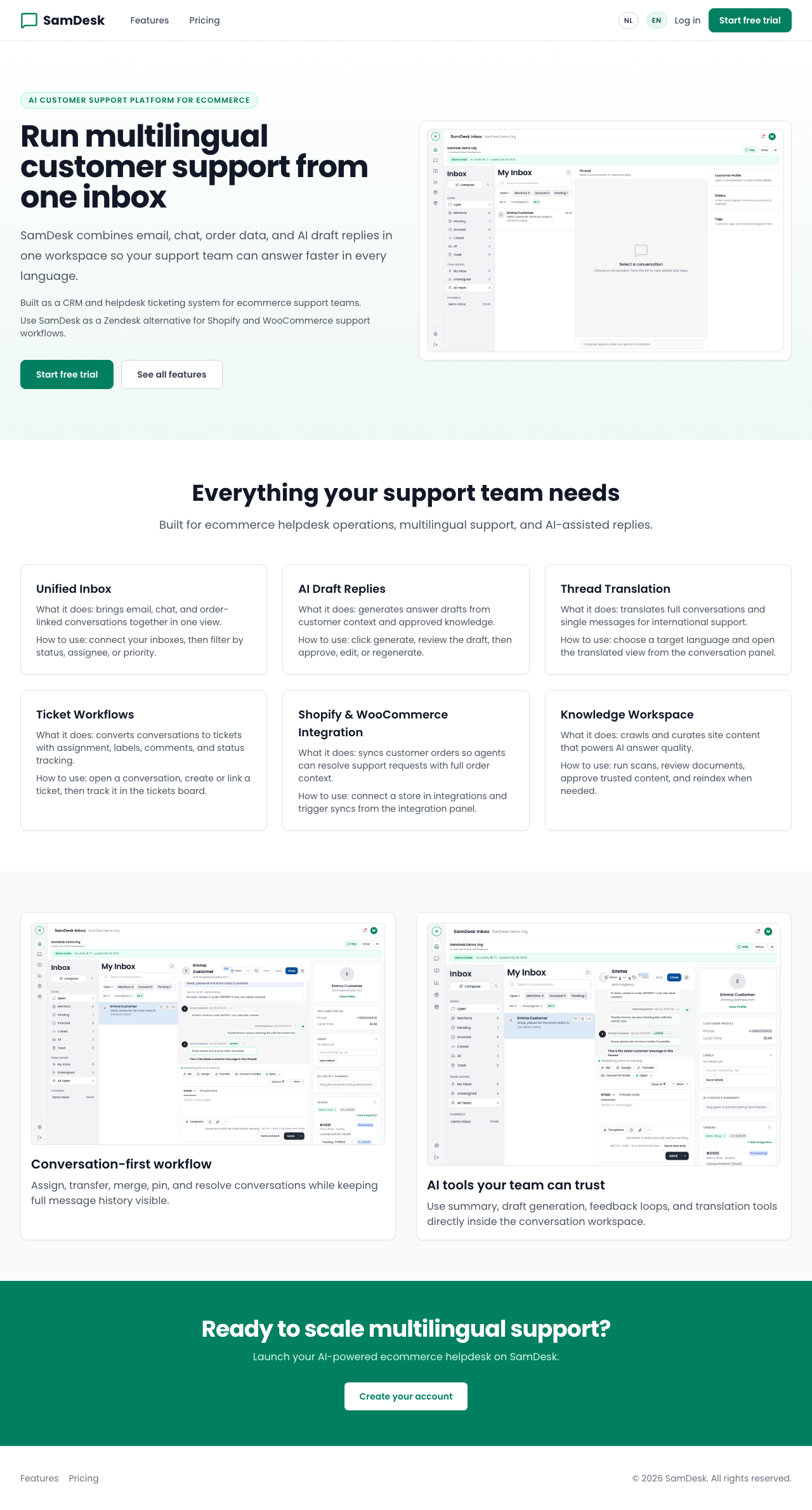 SamDesk versus Zendesk overzicht
