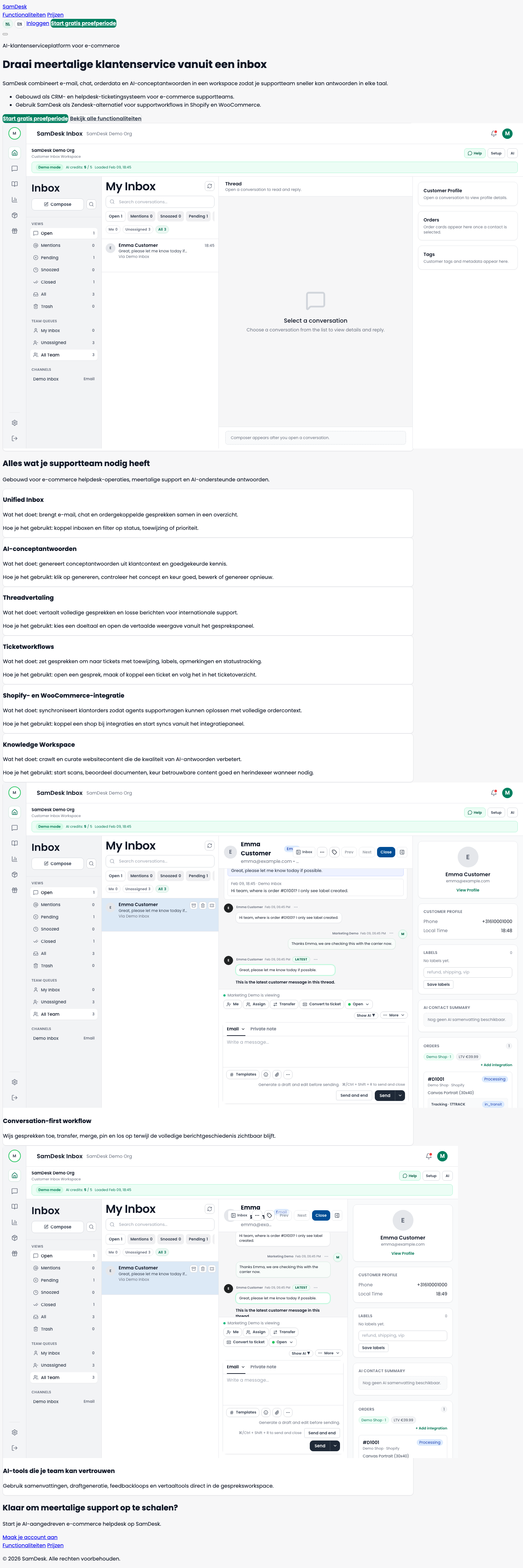 SamDesk alternatief pagina visual